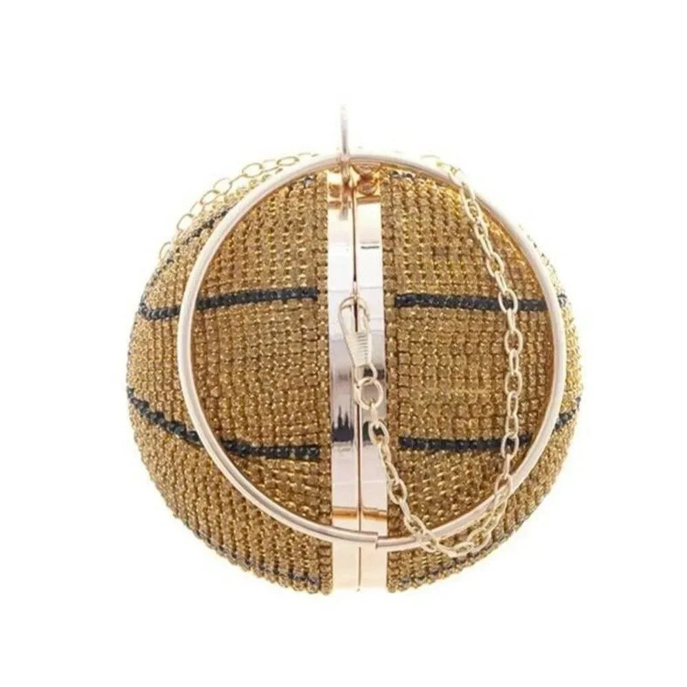 Roomy Sparkly Rhinestone Basketball Crossbody Bag